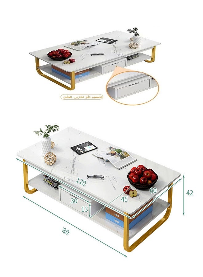 Beauenty Minimalist Living Room Coffee Table Set ,Coffee Table with Storage Shelft and 2 Tier Storage Shelf, Dining Table for Home Living Room, Office, Desktop with Storage Shelf Modern Design Home Furniture, 120 x 60 x 42cm - Image 4